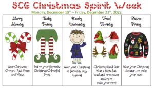 Christmas Spirit Week Dec 19-23!