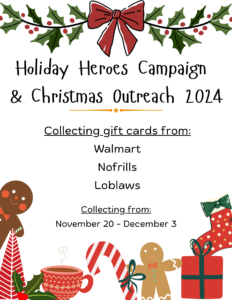 Holiday Heroes Campaign & Christmas Outreach Gift Card Collection